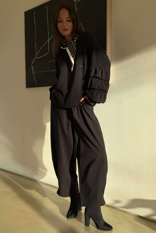 Stella Micro Stud Ruffle Blouse Black